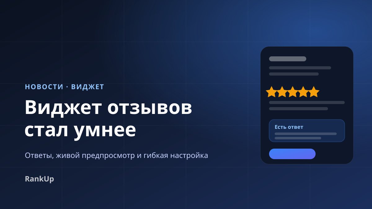 Виджет отзывов стал умнее: ответы организации, живой предпросмотр и гибкая настройка